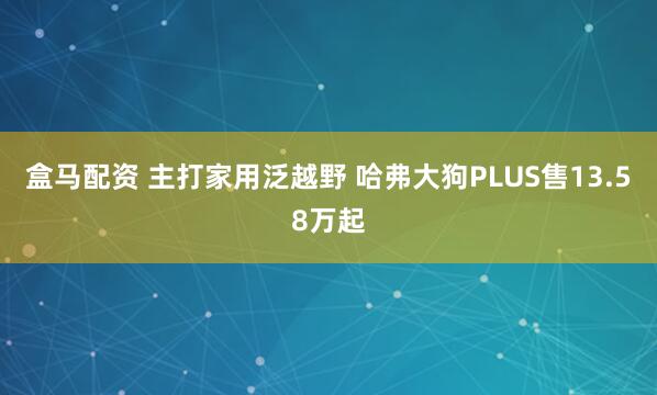盒马配资 主打家用泛越野 哈弗大狗PLUS售13.58万起