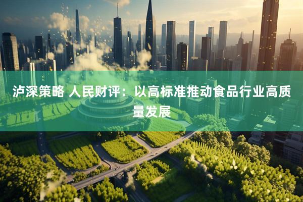 泸深策略 人民财评：以高标准推动食品行业高质量发展