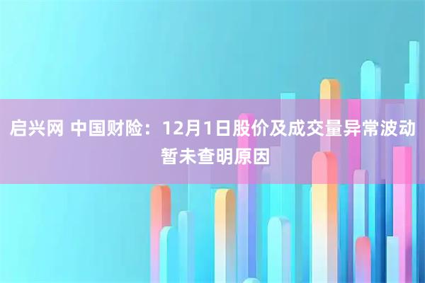 启兴网 中国财险：12月1日股价及成交量异常波动 暂未查明原因